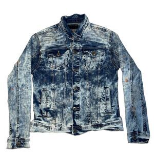 Copper Rivet Denim Jacket Men's Size Small Acid Wash Jean jacket